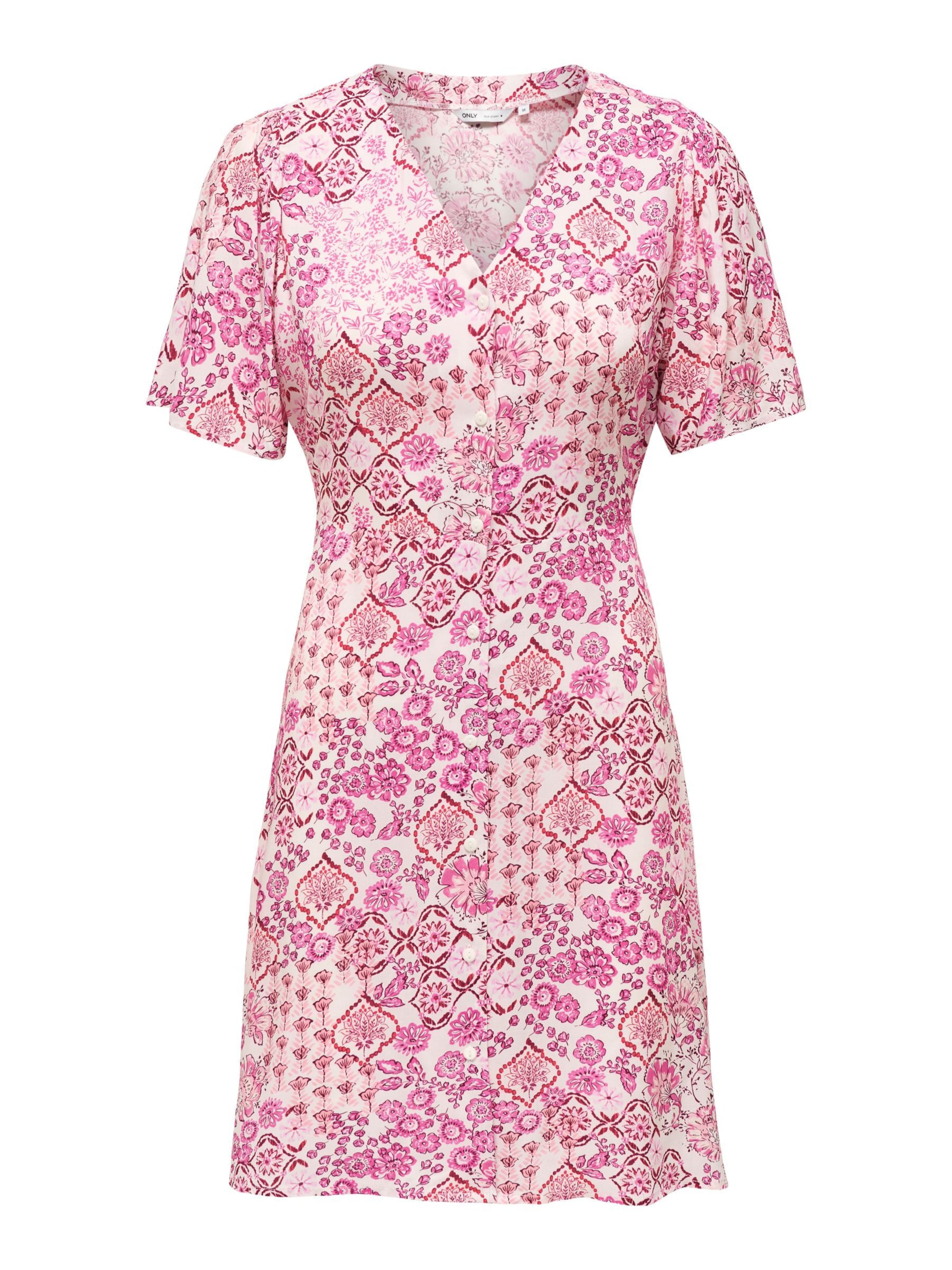 ONLY Kleid 'ONLEVIDA' in rosa / hellpink / bordeaux / weiß, Produktansicht