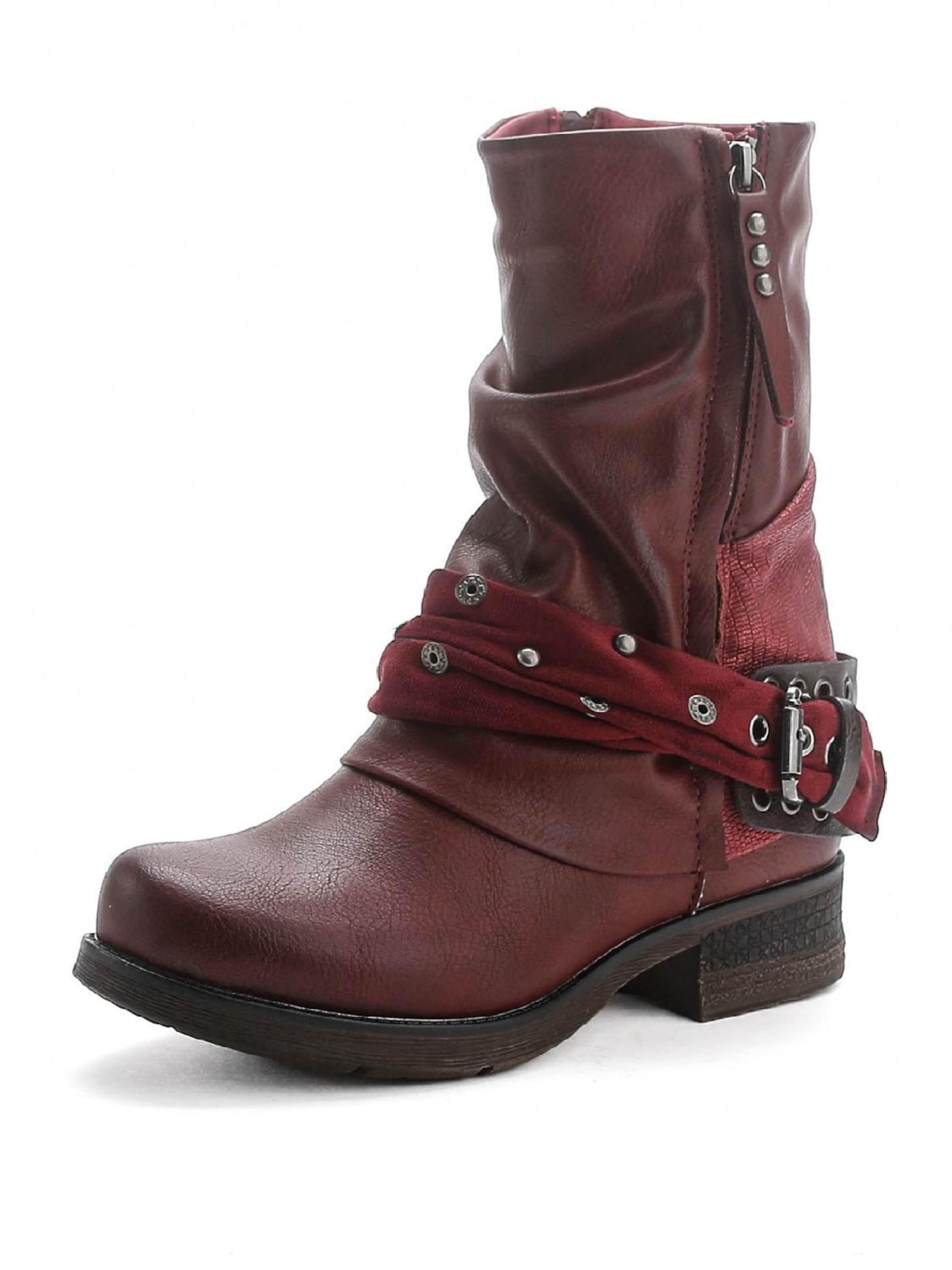 Pogolino Boots 'Damen Biker Stiefeletten Boots Nieten ST04' in Rot: Vorderseite