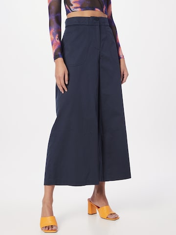 People Tree Wide leg Broek in Blauw: voorkant