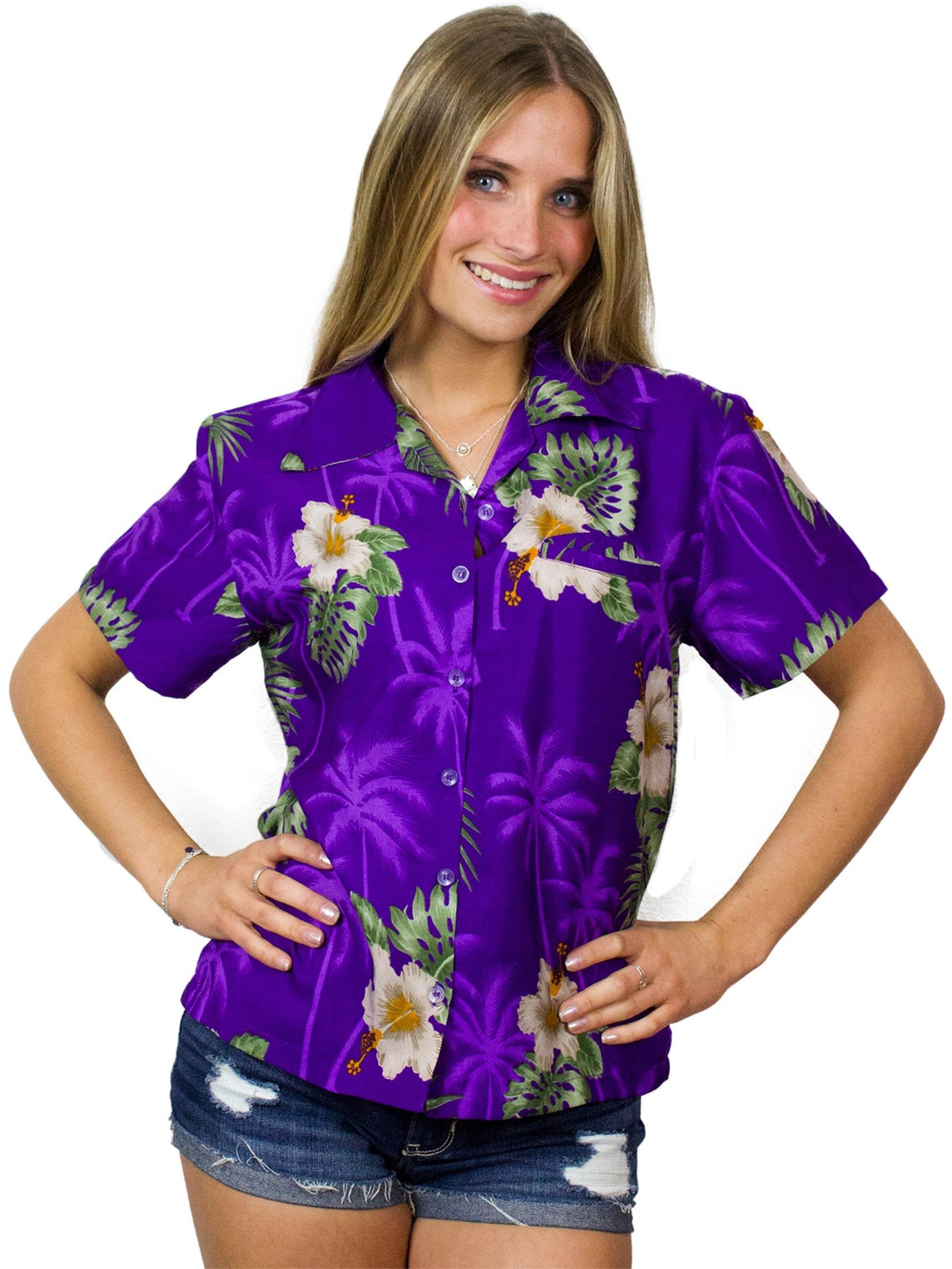 King Kameha Bluse 'Small Flower'‌‌‌‌‌‌‌‌ in Lila