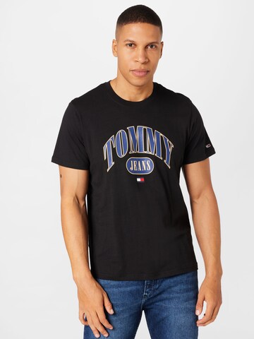 Tommy Jeans T-Shirt 'Regular Entry' in Schwarz: predná strana