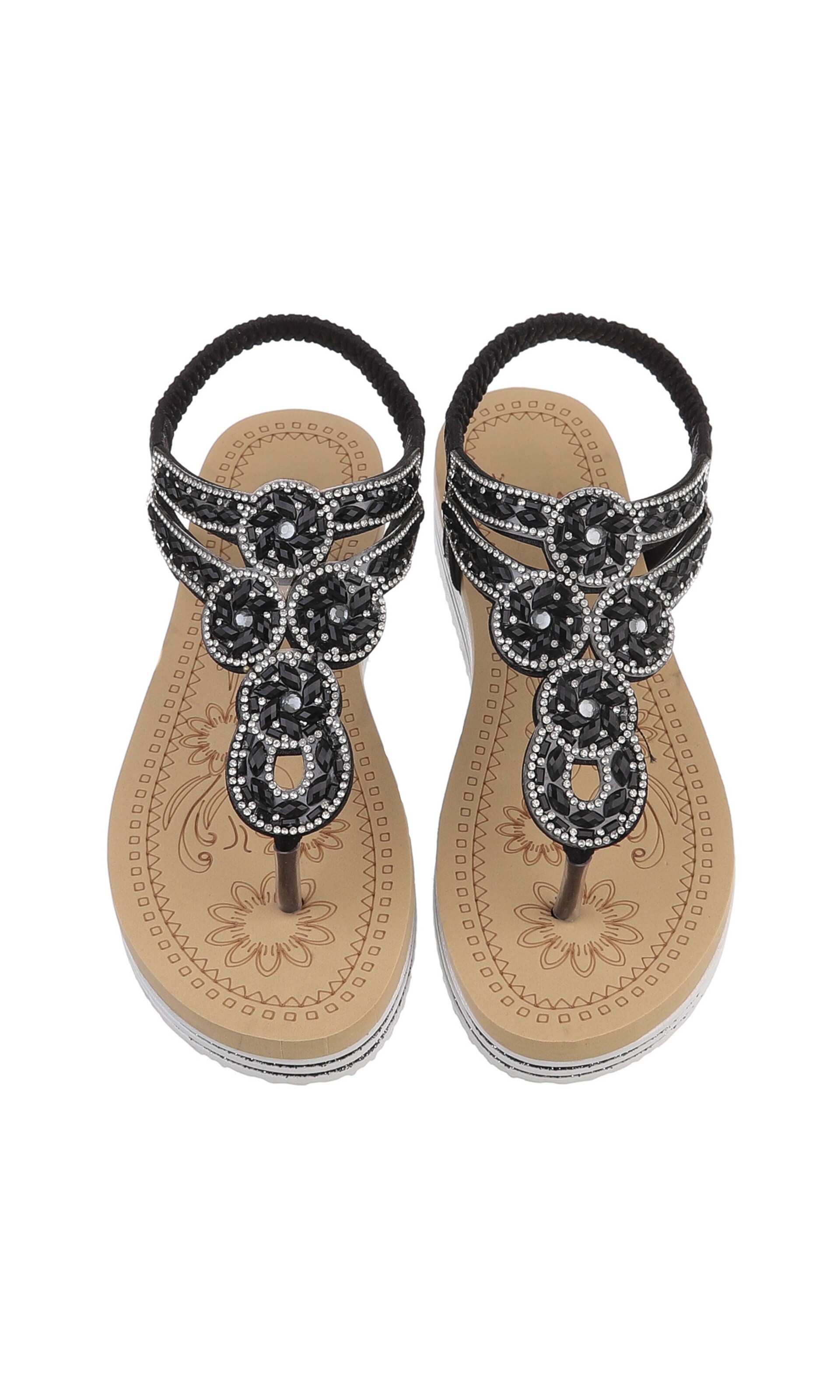 Ital-Design T-Bar Sandals in Black