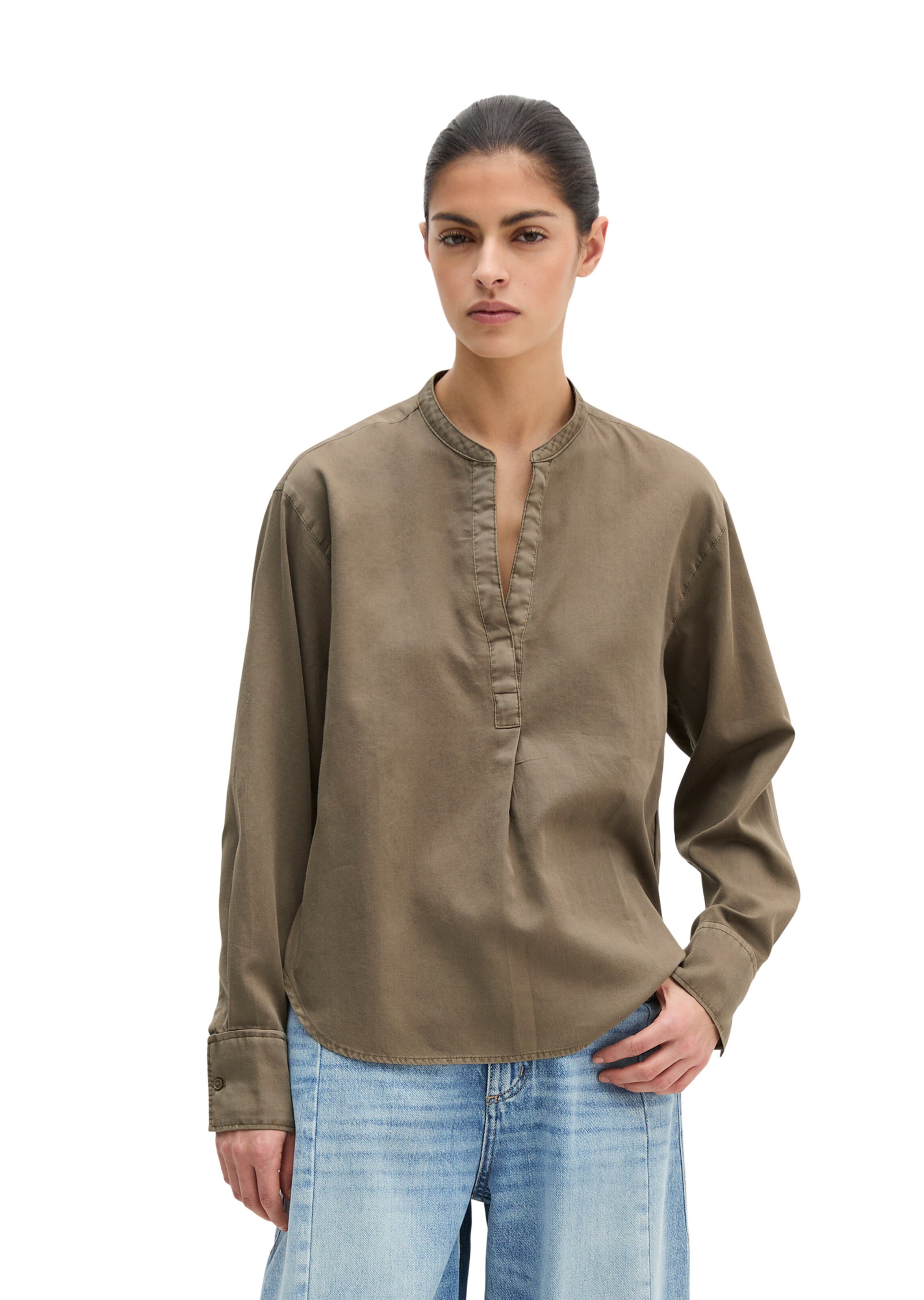 Marc O'Polo Blouse in Bruin: voorkant