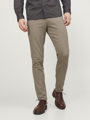 JACK & JONES Slimfit Lærredsbukser 'JPSTMarco JJDave' i beige: forside