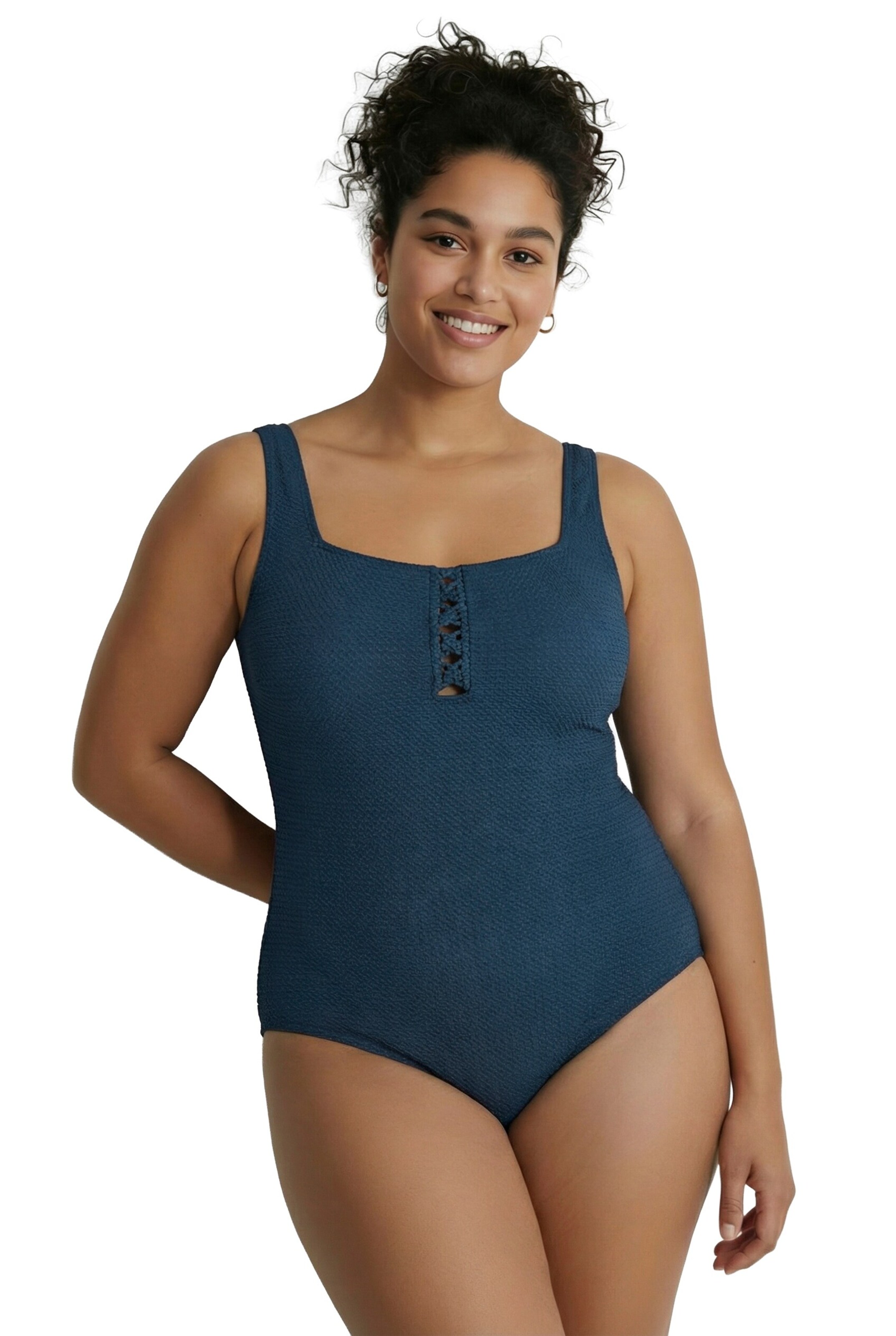 Ulla Popken Bandeau Badpak in Blauw