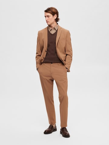 Coupe slim Pantalon à plis 'Liam' SELECTED HOMME en beige