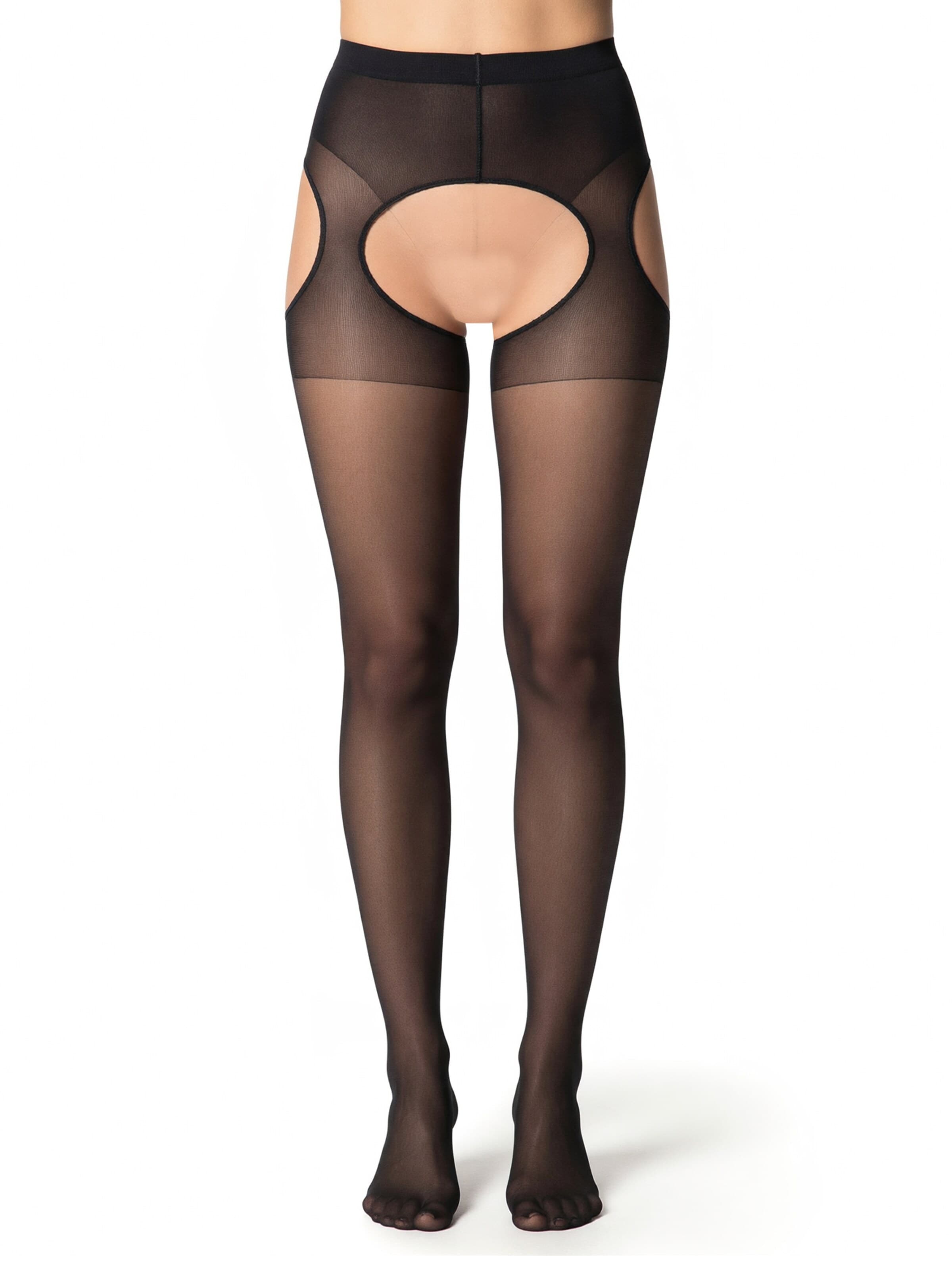 Calzamaglia 'Plaisir Ouvert 20 Strapsstrumpfhose' di GLAMORY in nero: frontale