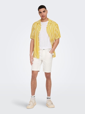 Only & Sons Comfort fit Button Up Shirt 'Wayne' in Yellow