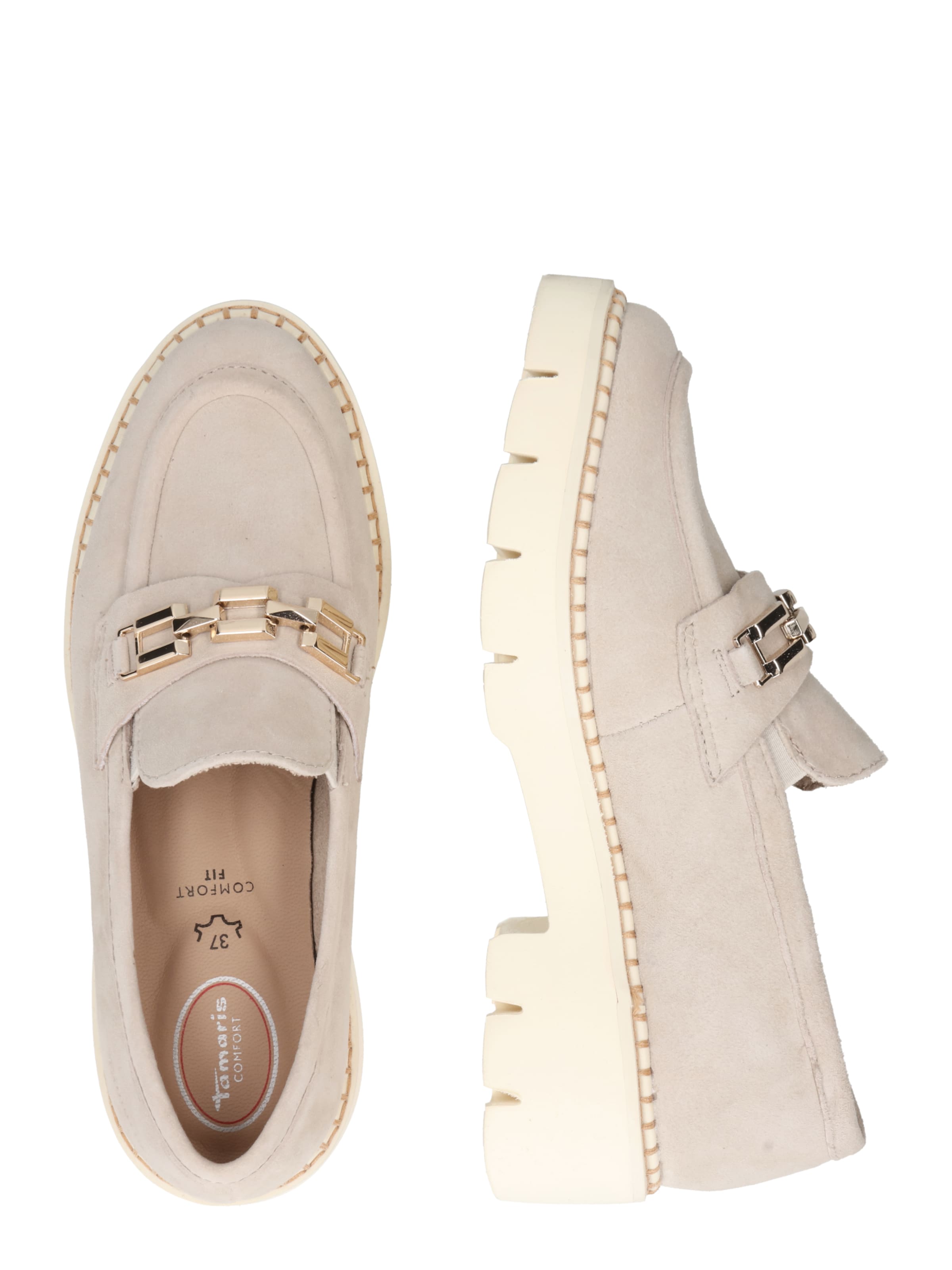 Tamaris Wide Fit Classic Flats in Beige