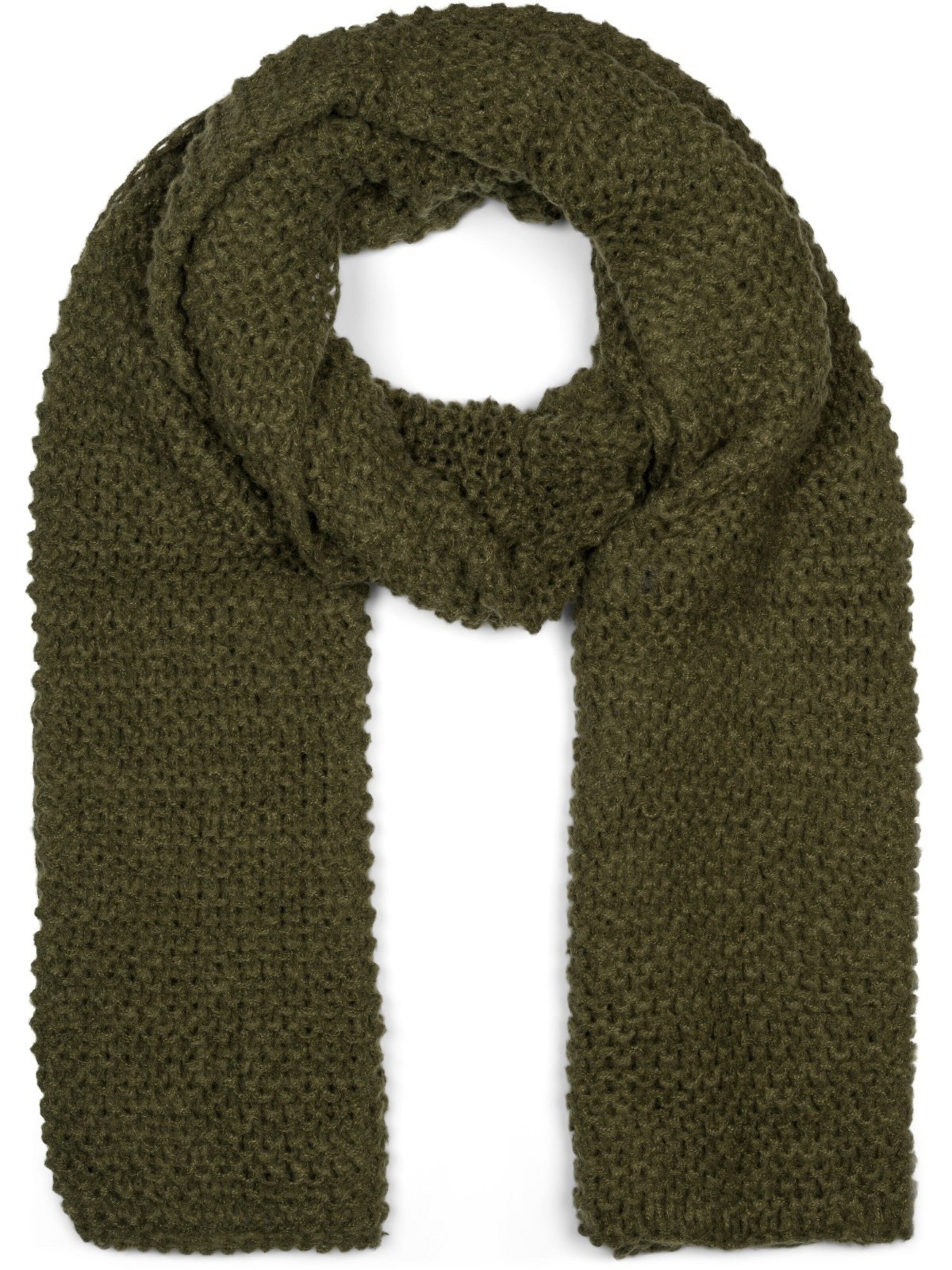 styleBREAKER Schal 'Langer Strick Schal mit Wellen Strickmuster'‌‌ in Grün: Vorderseite