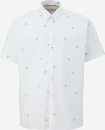 s.Oliver Men Big Sizes Slim fit Button Up Shirt in White: front