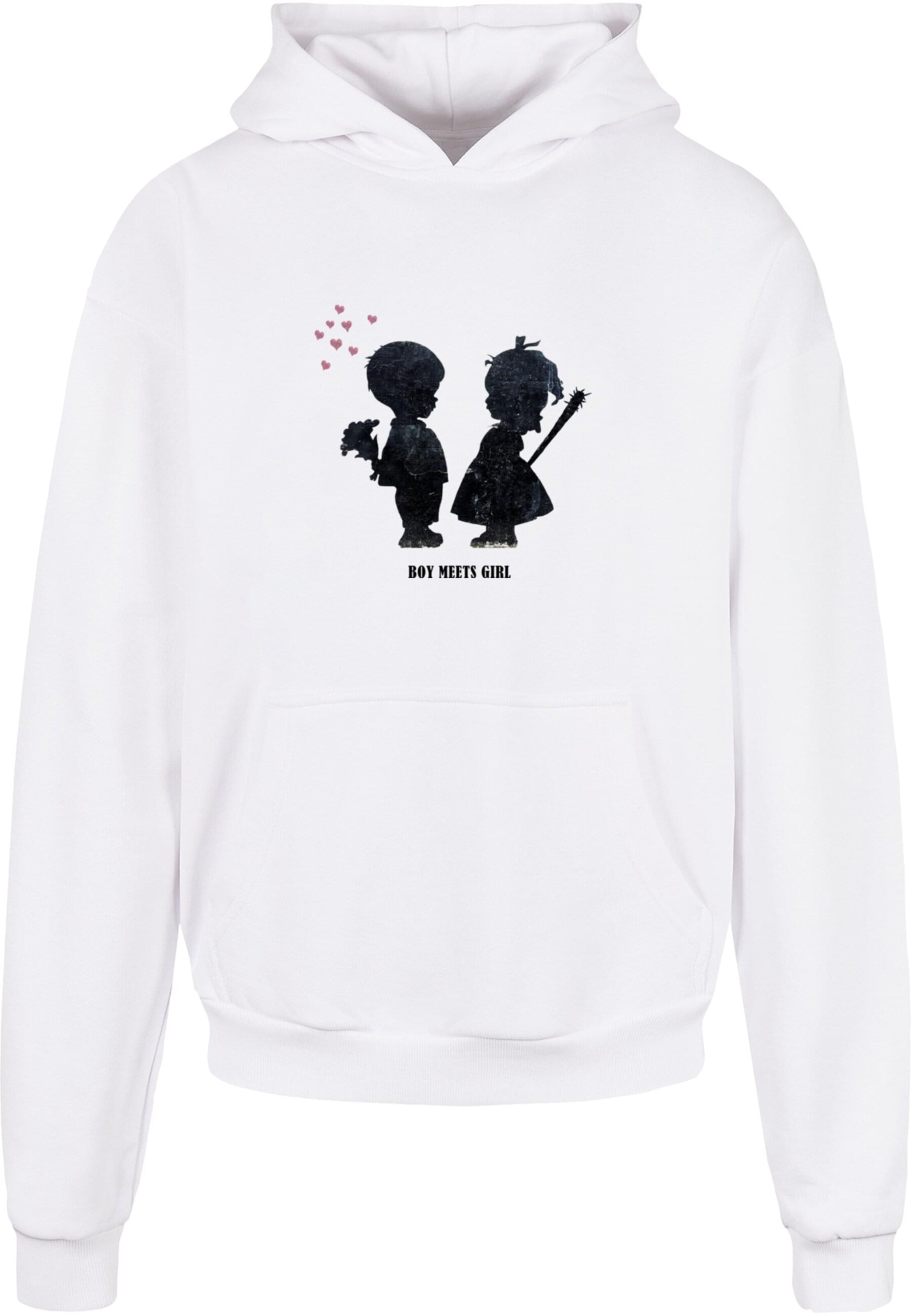 Merchcode Sweatshirt 'Banksy - Boy Meets Girl' in Wit: voorkant
