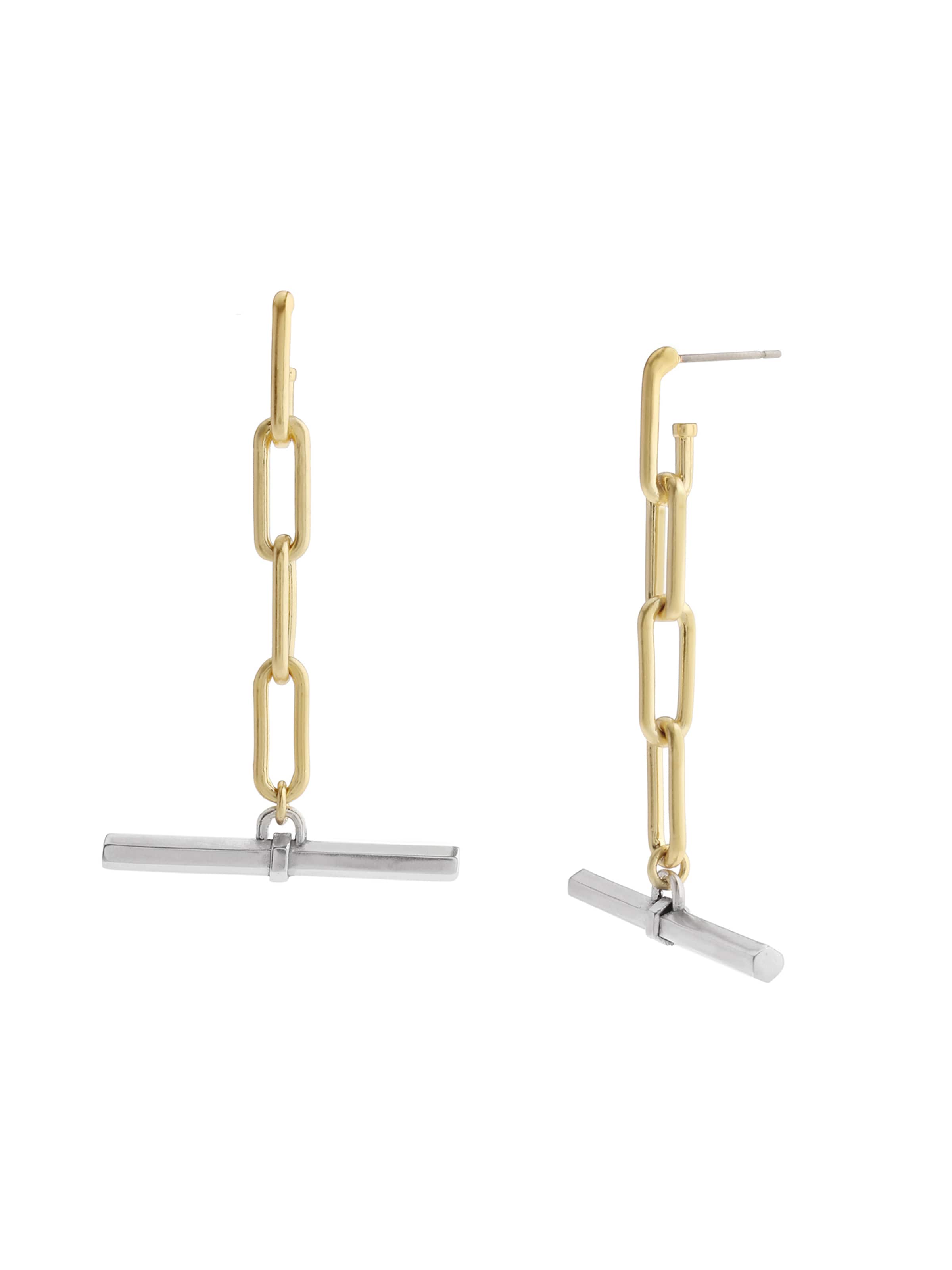 AllSaints - Pendientes 'Bronte T-Bar' en oro: frente