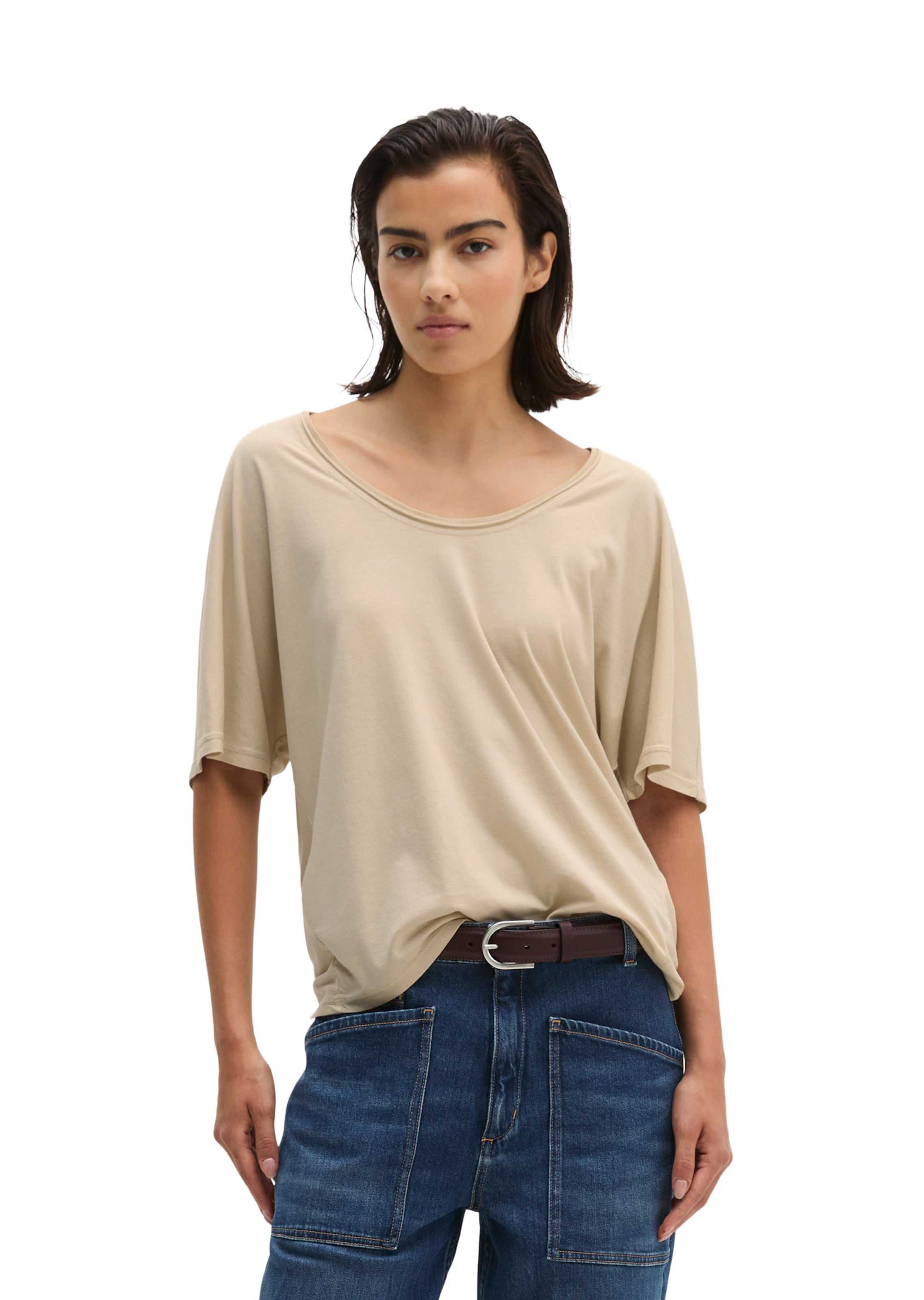T-shirt Marc O'Polo en beige : devant