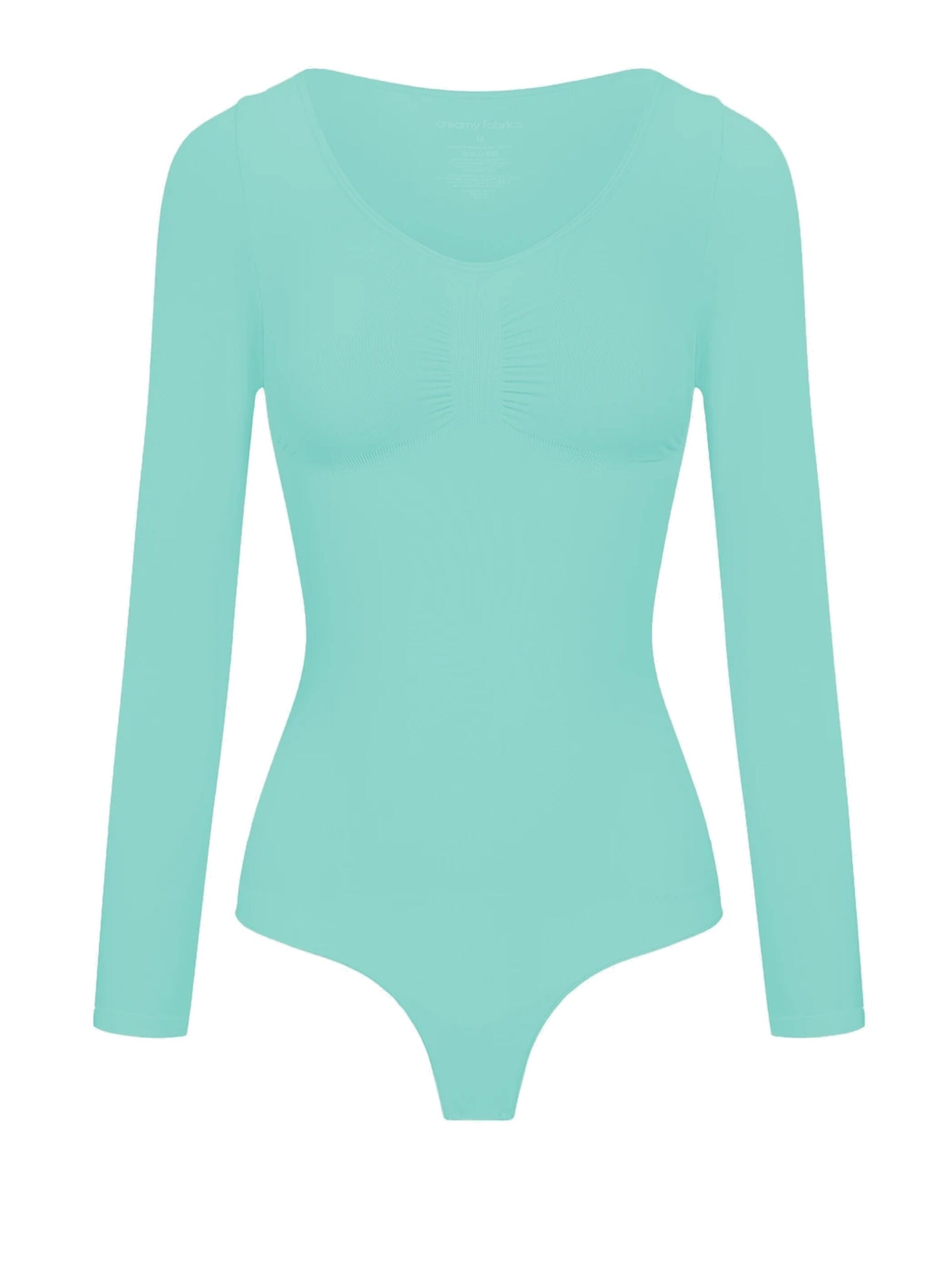 cfab - Body moldeador 'Bodysuit Sculpting Shapewear Longsleeve mit String' en verde: frente