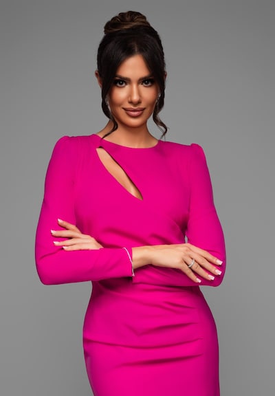 Ombre Avondjurk in de kleur Fuchsia, Productweergave