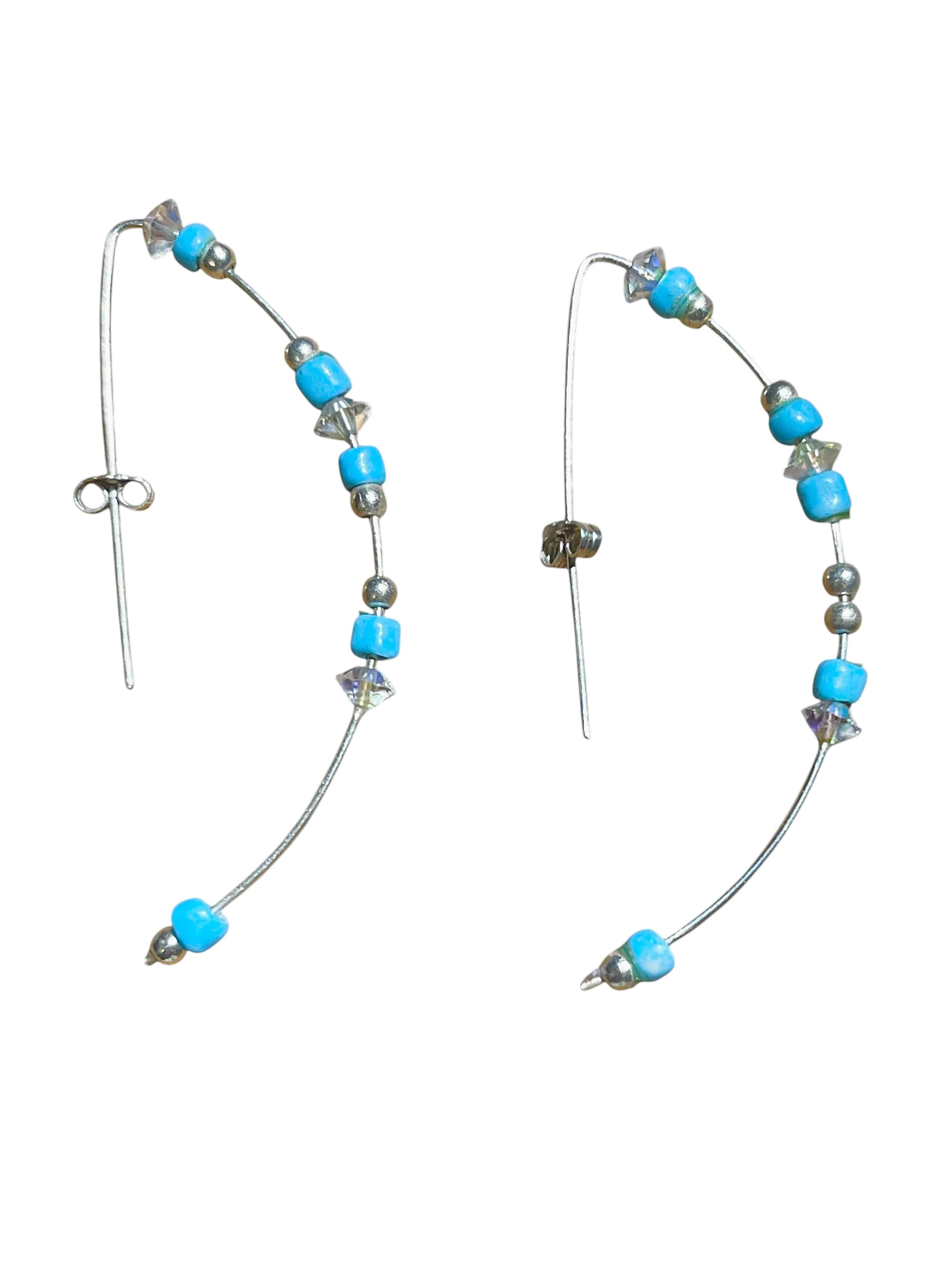 Plata Única Earrings 'Hoop earrings in 925 sterling silver with blue and iridescent Sw crystal. Unique Silver' in Silver