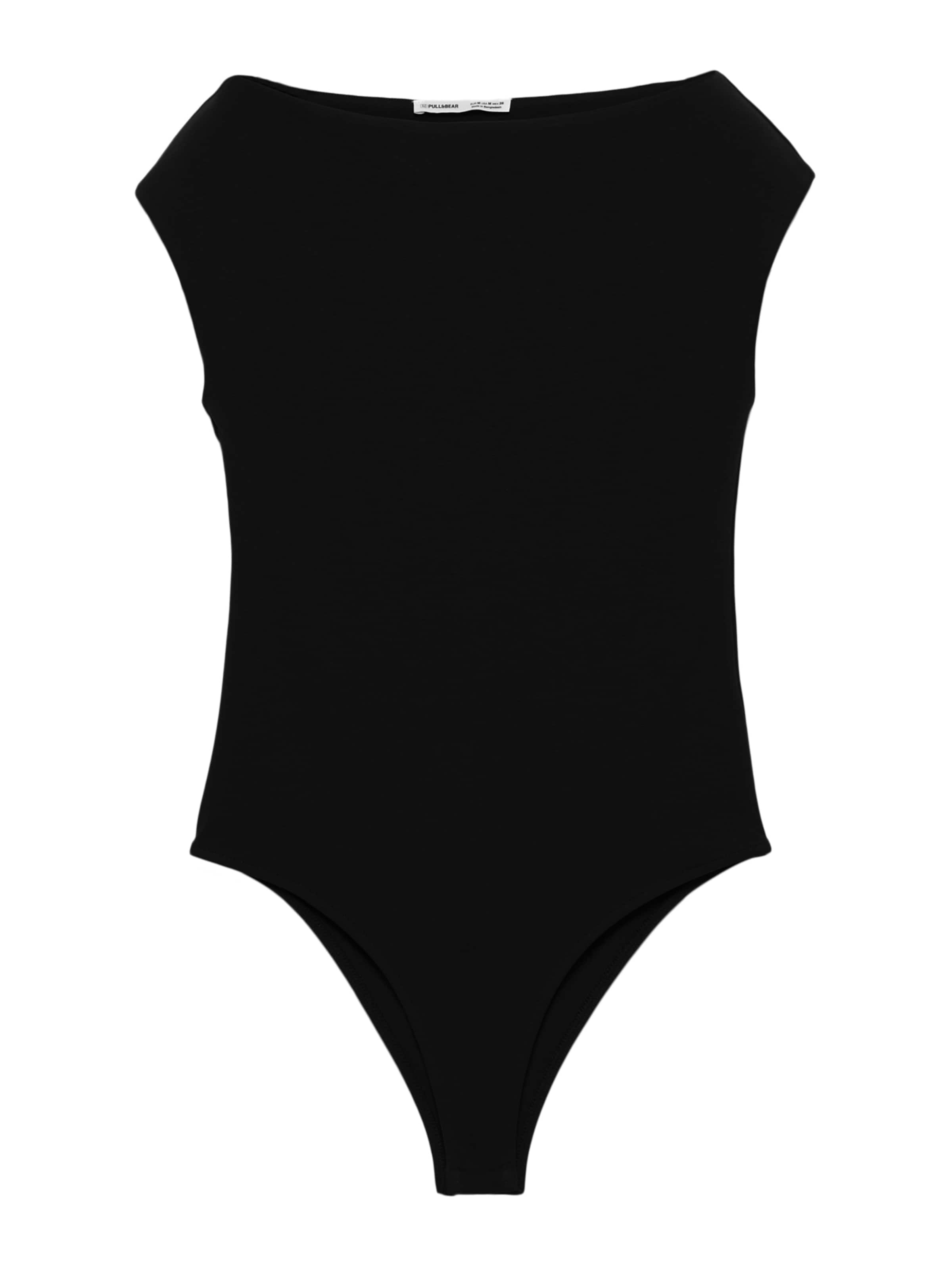 Pull&Bear Блуза боди в черно: отпред