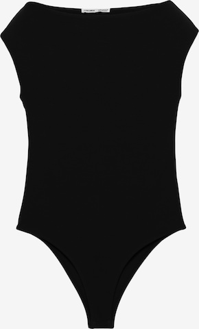 Pull&Bear Блуза боди в черно: отпред