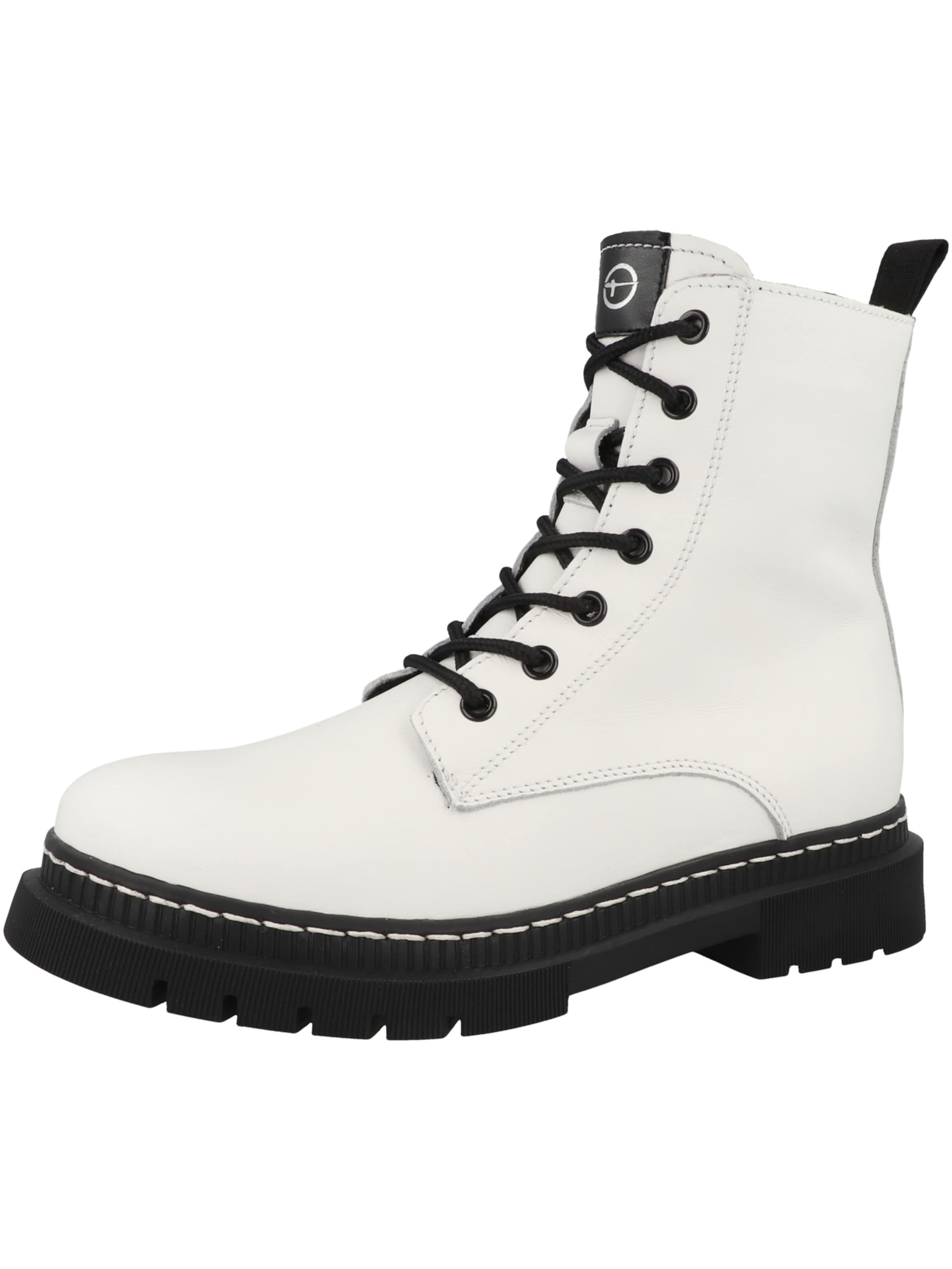 Tamaris Lace-up bootie in White: front