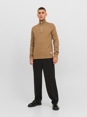 JACK & JONES Sweater 'Pannel' in Brown