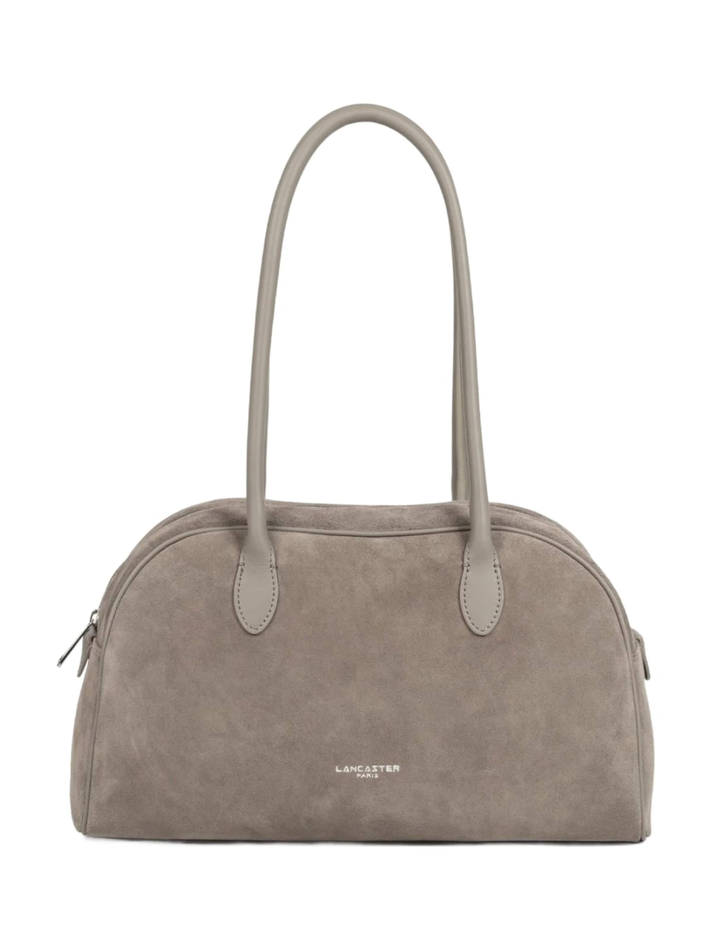 Sac bandoulière 'Lancaster Sac cabas épaule Zippé Suède Galet Fonce' LANCASTER Paris en gris : devant
