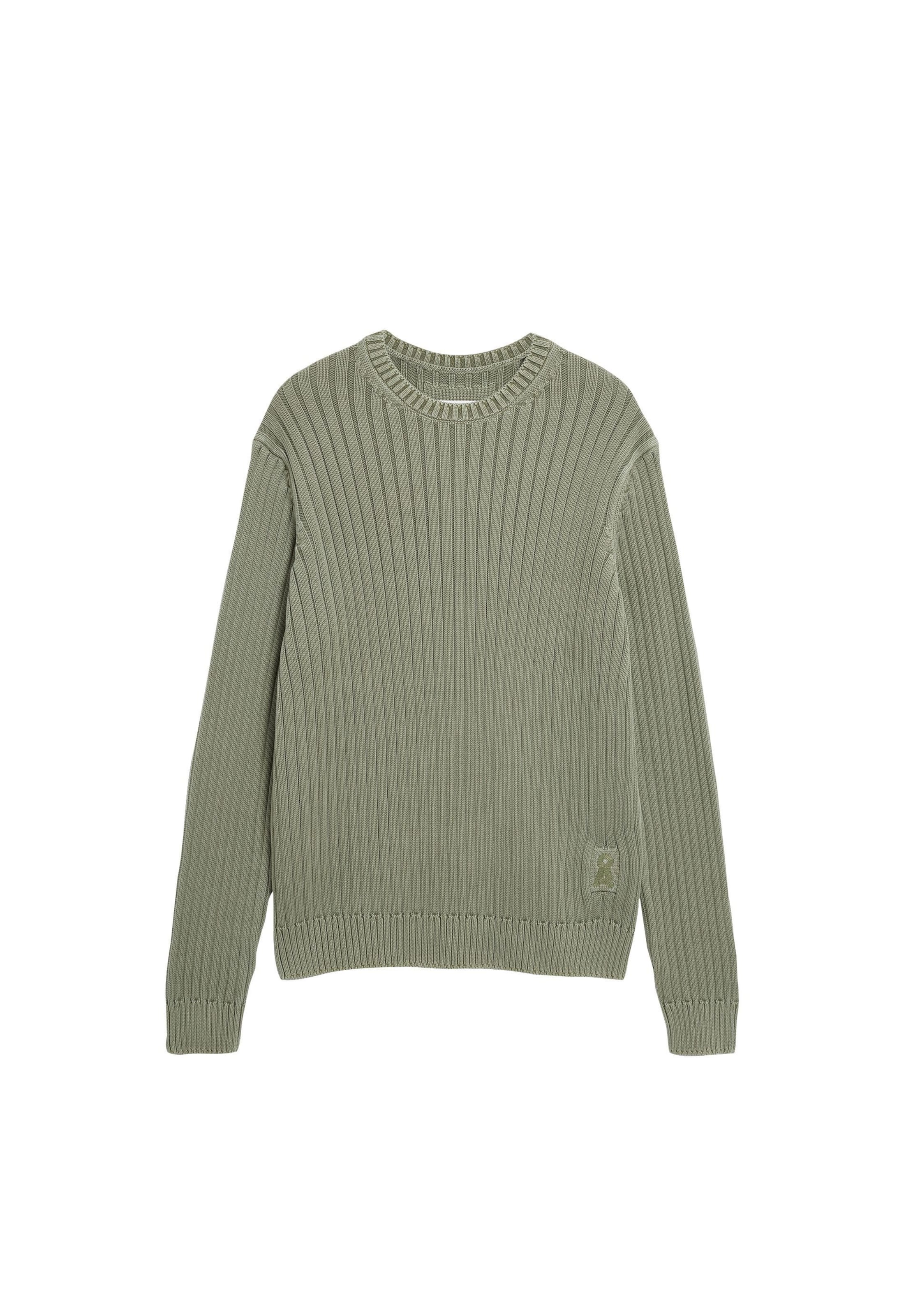 ARMEDANGELS Strickpullover PIGMENT DYE RIB in Grün: Vorderseite