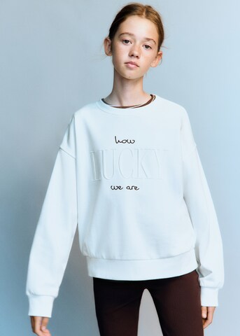 MANGO KIDSSweater majica 'LUCKY' - bijela boja: prednji dio