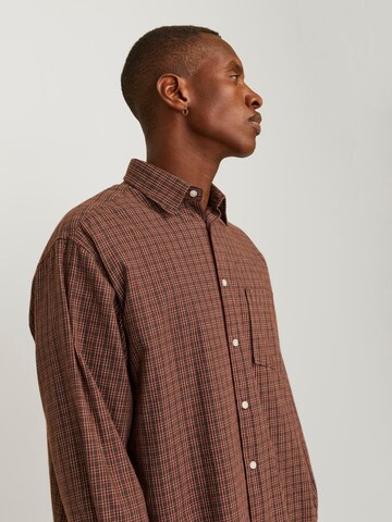 JACK & JONES Comfort fit Button Up Shirt 'JORROBB' in Brown