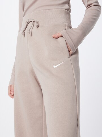 NIKE Wide leg Trousers 'Phoenix Fleece' in Grey