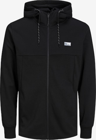 JACK & JONES Zip-Up Hoodie 'Air' in Black: front