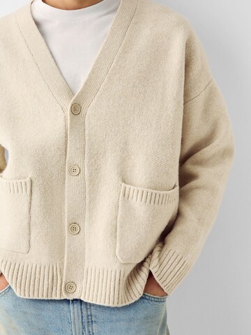 Bershka Knit Cardigan in Beige