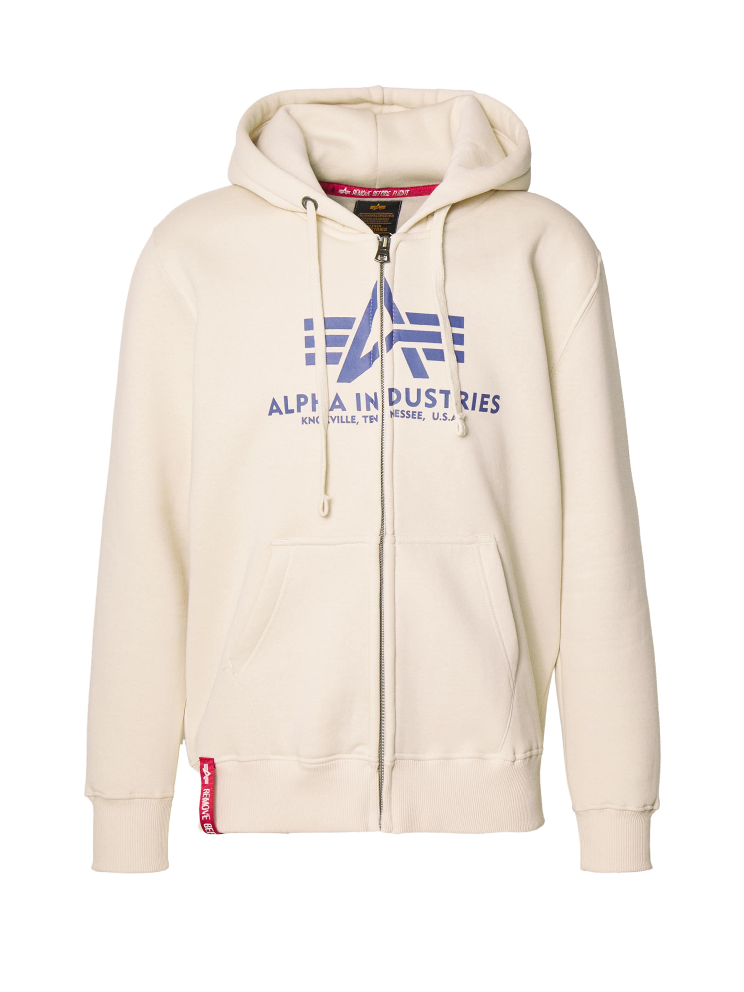 ALPHA INDUSTRIES Tepláková bunda - Biela: predná strana