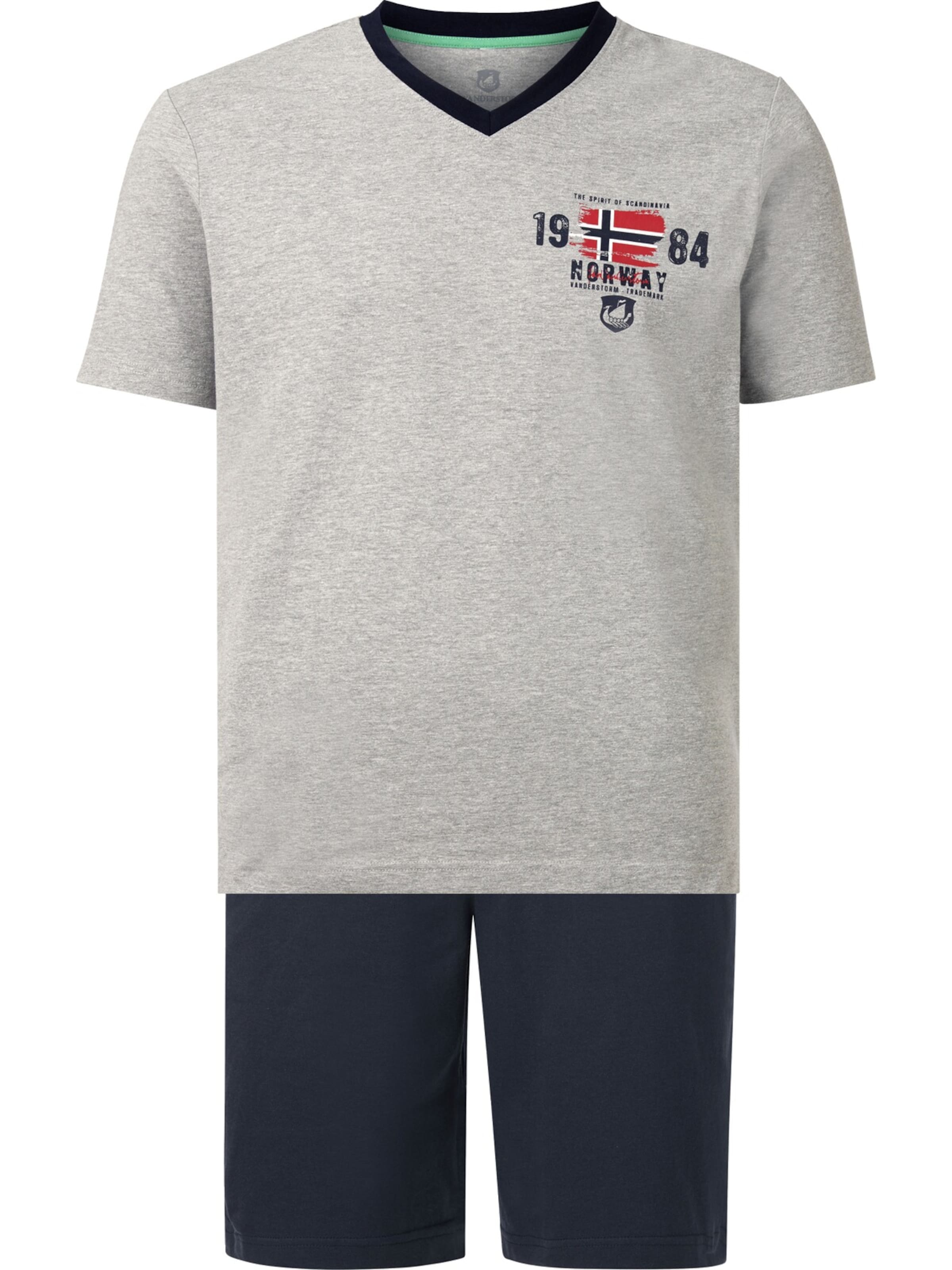 Jan Vanderstorm Kurzer Schlafanzug ' Edin ' in Grau: Vorderseite