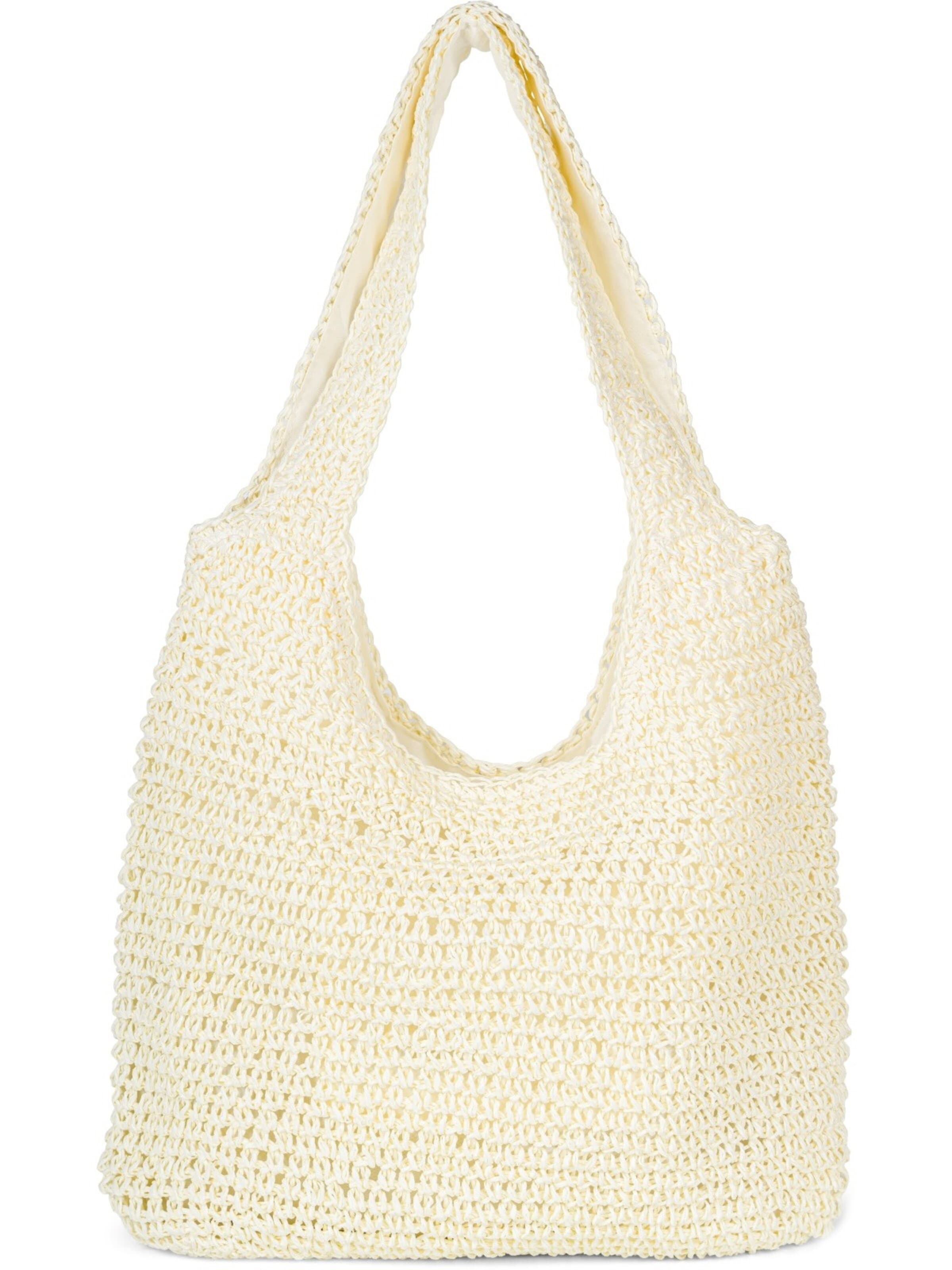 styleBREAKER Schultertasche 'Papierstroh Beuteltasche'‌‌‌‌‌‌‌ in Beige: Vorderseite