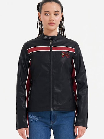 Ed Hardy Prehodna jakna 'Brave Hearts Stay True' | črna barva: sprednja stran