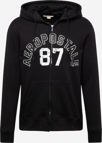 AÉROPOSTALE Sweat jacket in Black: front