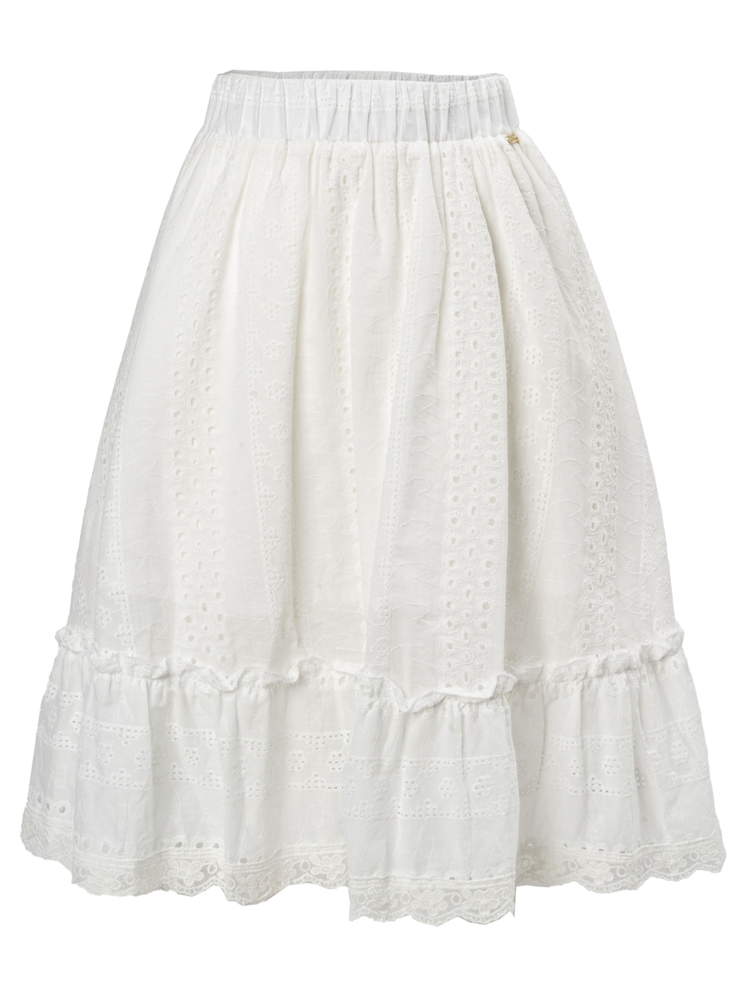 Influencer Kjol 'Broderie' i grön / vit, Produktvy