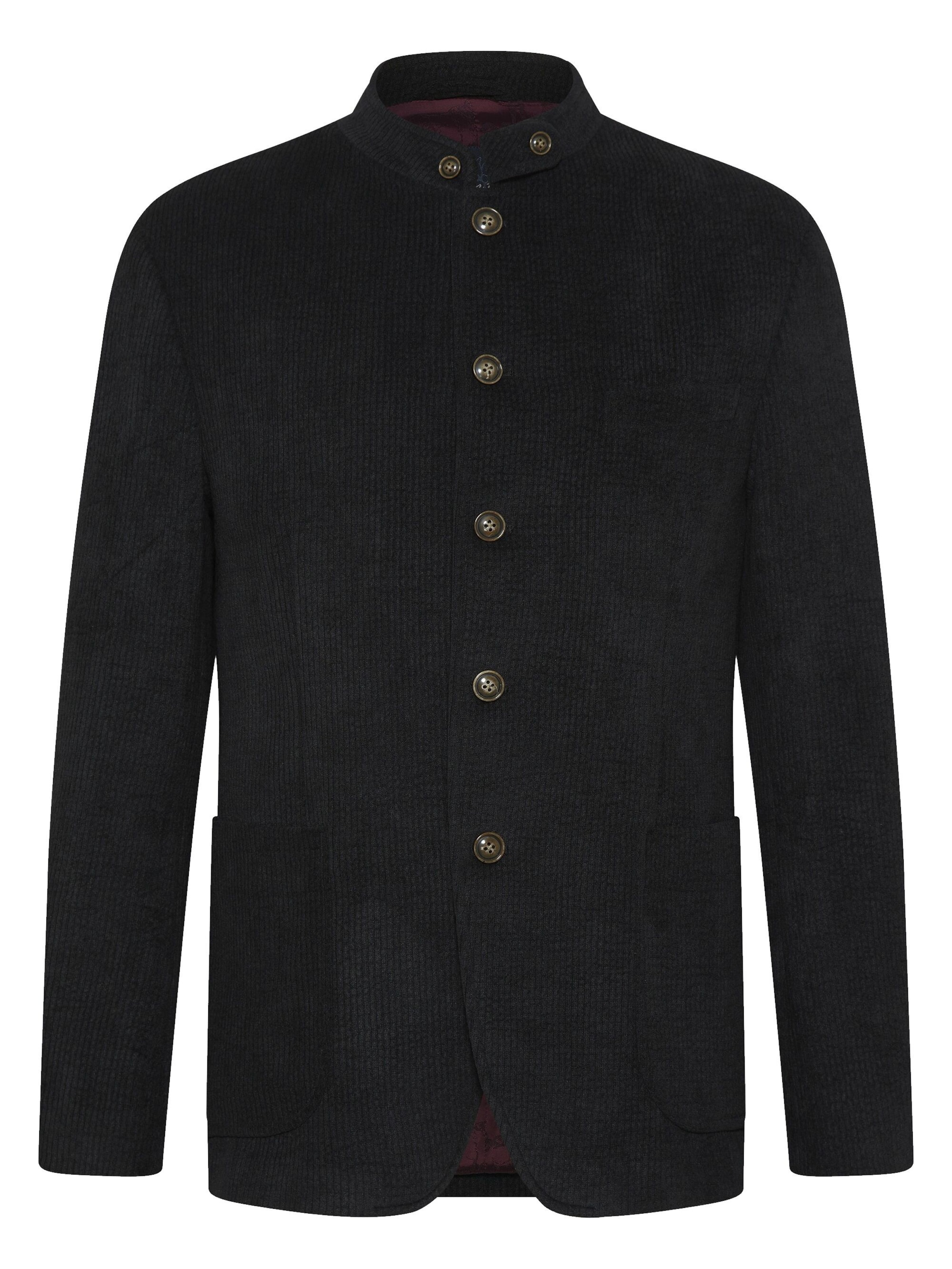 KaiserLich Regular Fit Trachtenjacke '5435' mit feiner Cord-Struktur in Schwarz: Vorderseite