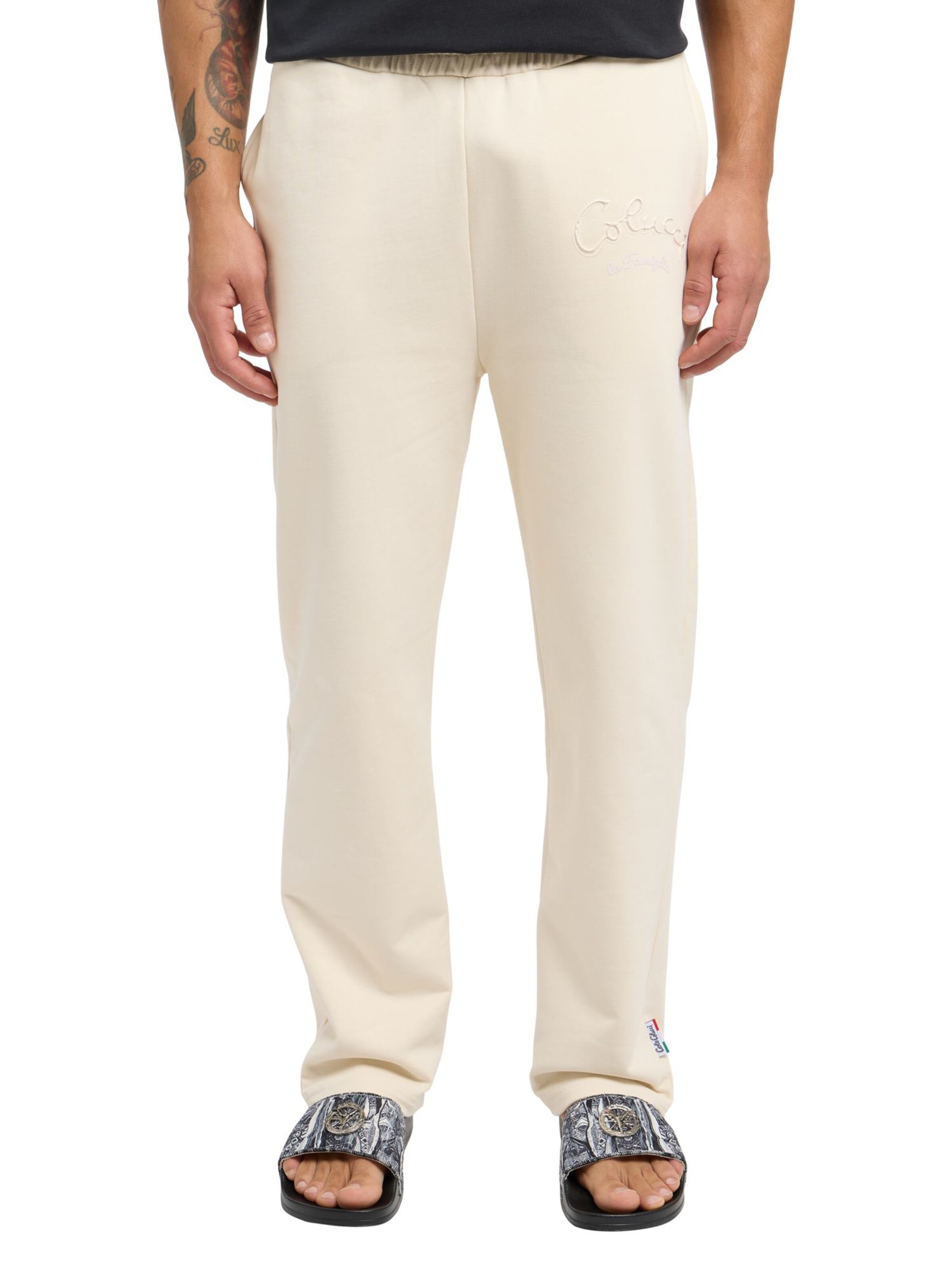 Carlo Colucci Loosefit Broek ' Dorner ' in Beige: voorkant