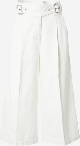 Sisley - Pierna ancha Pantalón vaquero plisado en blanco: frente