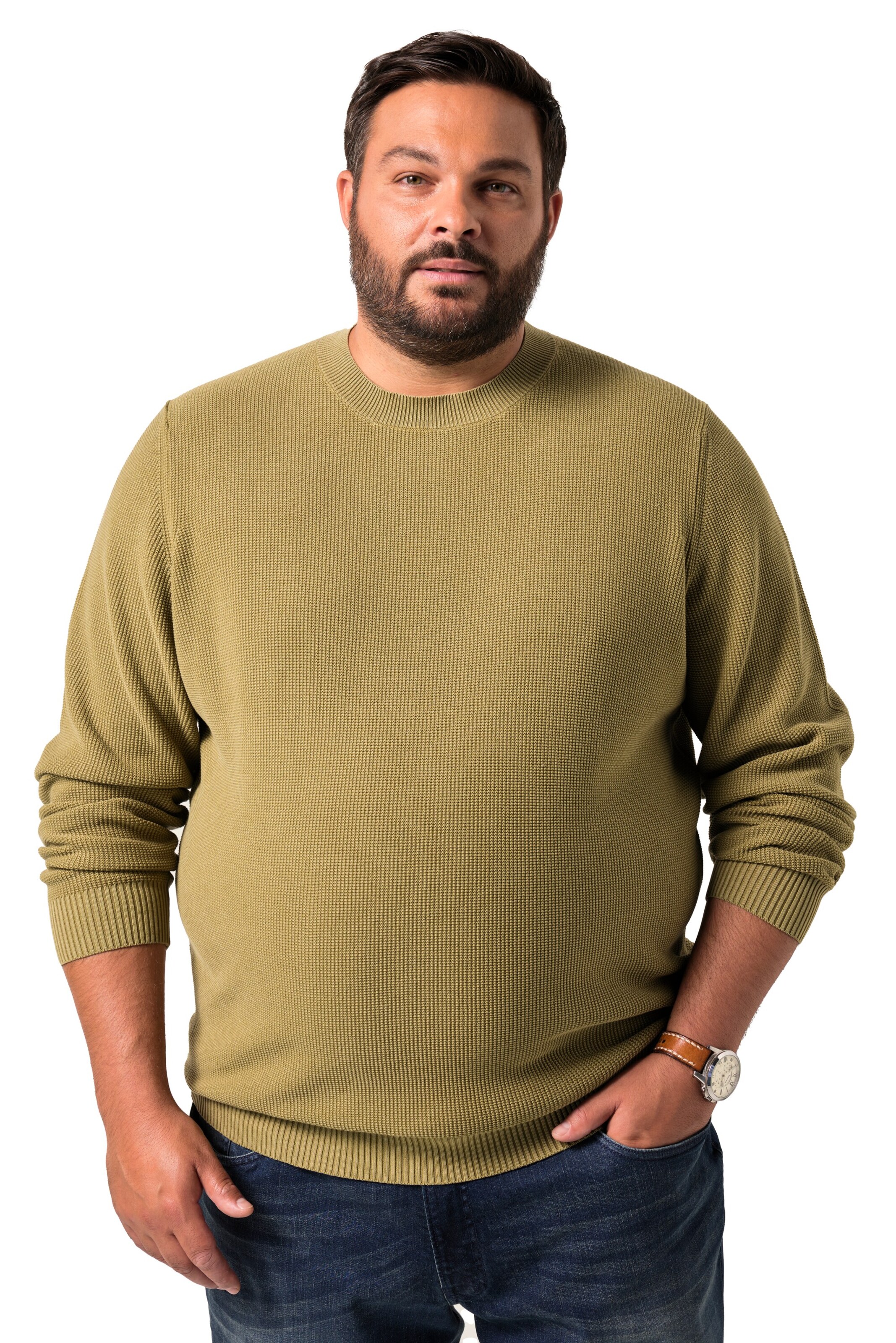 Men Plus Trui in Groen: voorkant