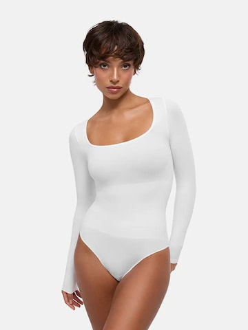 cfab - Body moldeador 'Clean Longsleeve Squareneck Sculpting Bodysuit with Slip' en blanco