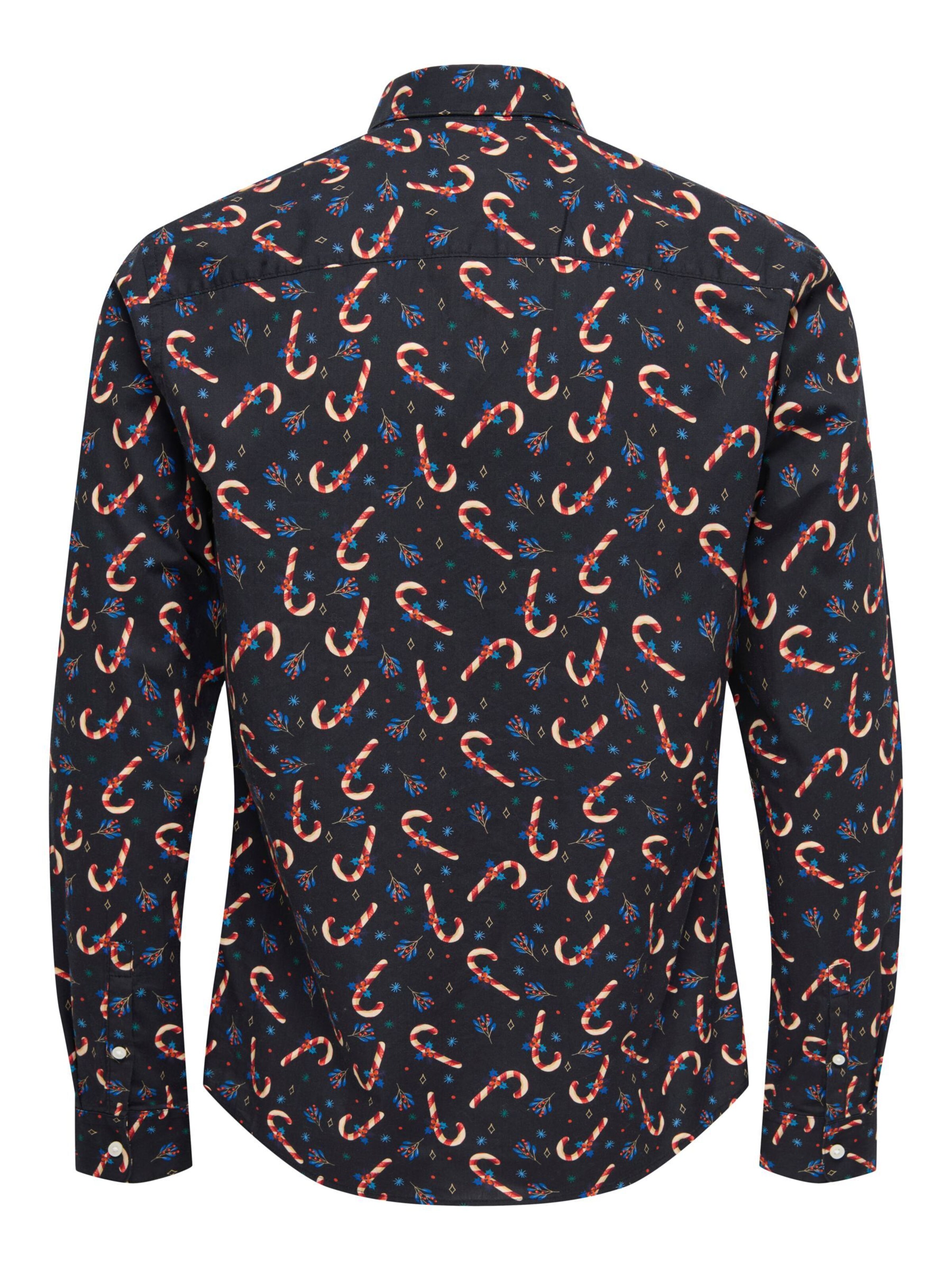 Coupe slim Chemise 'ONSElf Xmas' Only & Sons en noir