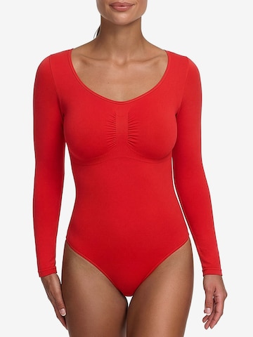 cfab (formerly creamy fabrics) - Body moldeador 'Bodysuit Sculpting Shapewear Longsleeve mit String' en rojo: frente