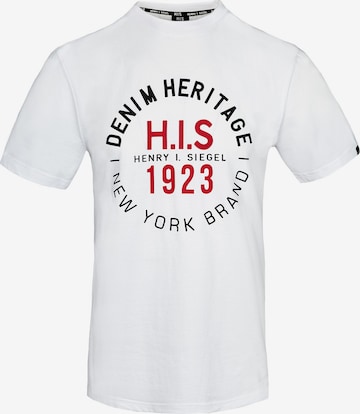 H.I.S - Camisa ' Denim Heritage Big Logo ' em branco: frente