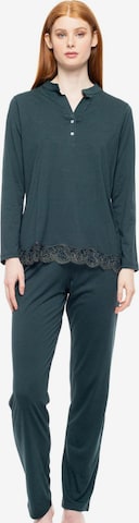 Pink Label Πιτζάμα 'PYJAMA NIGHT LOVERS SOLID' σε πράσινο: μπροστά