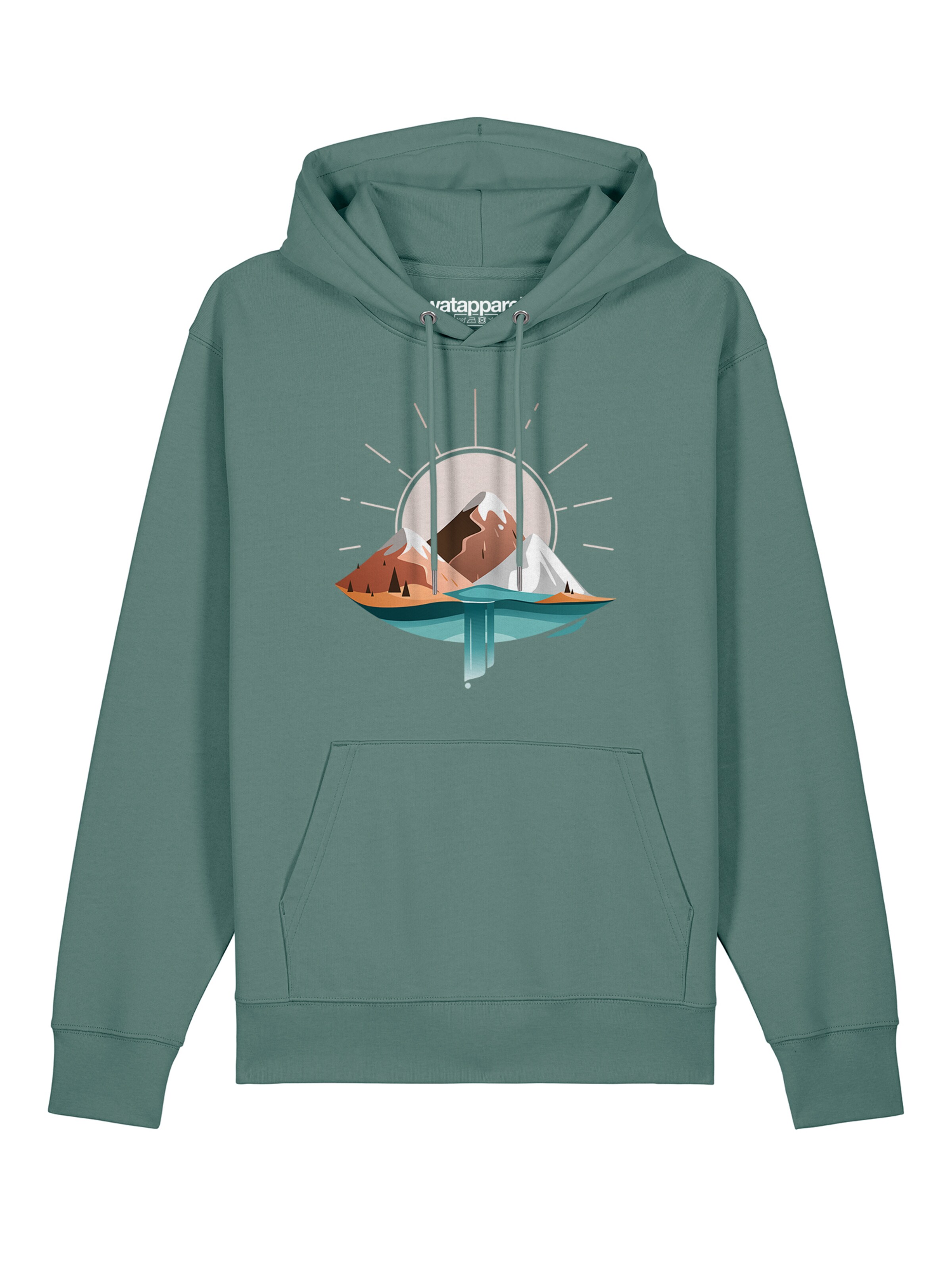 Felpa 'Sunrise & Lake' di Watapparel in verde: frontale