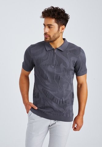 Leif Nelson T-Shirt Feinstrick Polo in Grau