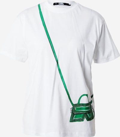 Karl Lagerfeld Majica 'IKON' u zelena / bijela, Pregled proizvoda